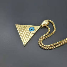 Load image into Gallery viewer, Gold Plated Necklace 24&quot; chain ancient Egypt Pyramid eye Pendant Best Gift
