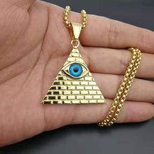 Load image into Gallery viewer, Gold Plated Necklace 24&quot; chain ancient Egypt Pyramid eye Pendant Best Gift
