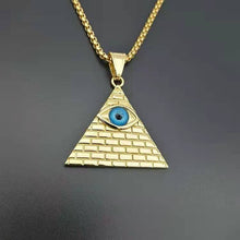 Load image into Gallery viewer, Gold Plated Necklace 24&quot; chain ancient Egypt Pyramid eye Pendant Best Gift
