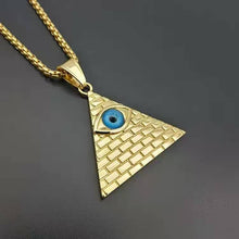 Load image into Gallery viewer, Gold Plated Necklace 24&quot; chain ancient Egypt Pyramid eye Pendant Best Gift
