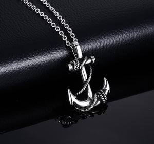 Silver Necklace Stainless Steel Pirate Pendant with 22 inch Chain Caribbean Anchor Gift