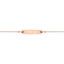 Load image into Gallery viewer, jewelry box -- I Love You -- Engraved sterling silver pendant Bar Chain Bracelet
