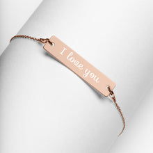 Load image into Gallery viewer, jewelry box -- I Love You -- Engraved sterling silver pendant Bar Chain Bracelet
