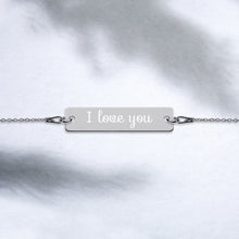 Load image into Gallery viewer, jewelry box -- I Love You -- Engraved sterling silver pendant Bar Chain Bracelet
