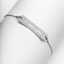 Load image into Gallery viewer, jewelry box -- I Love You -- Engraved sterling silver pendant Bar Chain Bracelet
