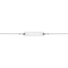 Load image into Gallery viewer, jewelry box -- I Love You -- Engraved sterling silver pendant Bar Chain Bracelet
