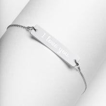 Load image into Gallery viewer, jewelry box -- I Love You -- Engraved sterling silver pendant Bar Chain Bracelet
